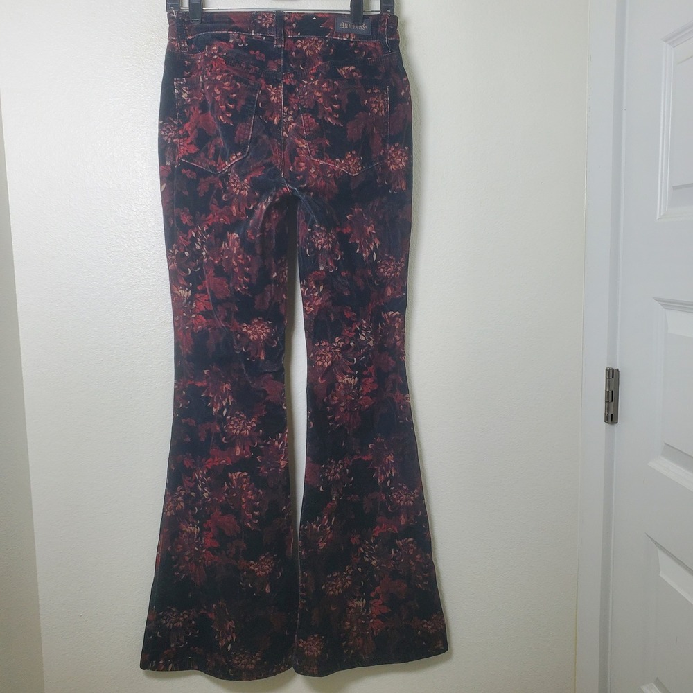 Shyanne Floral Black Velvet Flare Jeans W29xL34 Western Bell Bottoms 1970s Style - Picture 5 of 11